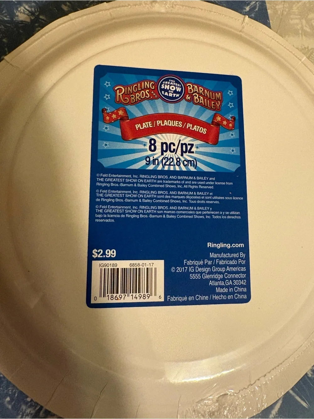Ringling Bros. Barnum & Bailey Red Circus  Clown Party Supplies Plates and Cups
